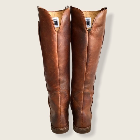 Frye Paige Cognac Knee-High Pull-On Leather Boots - Picture 11 of 16